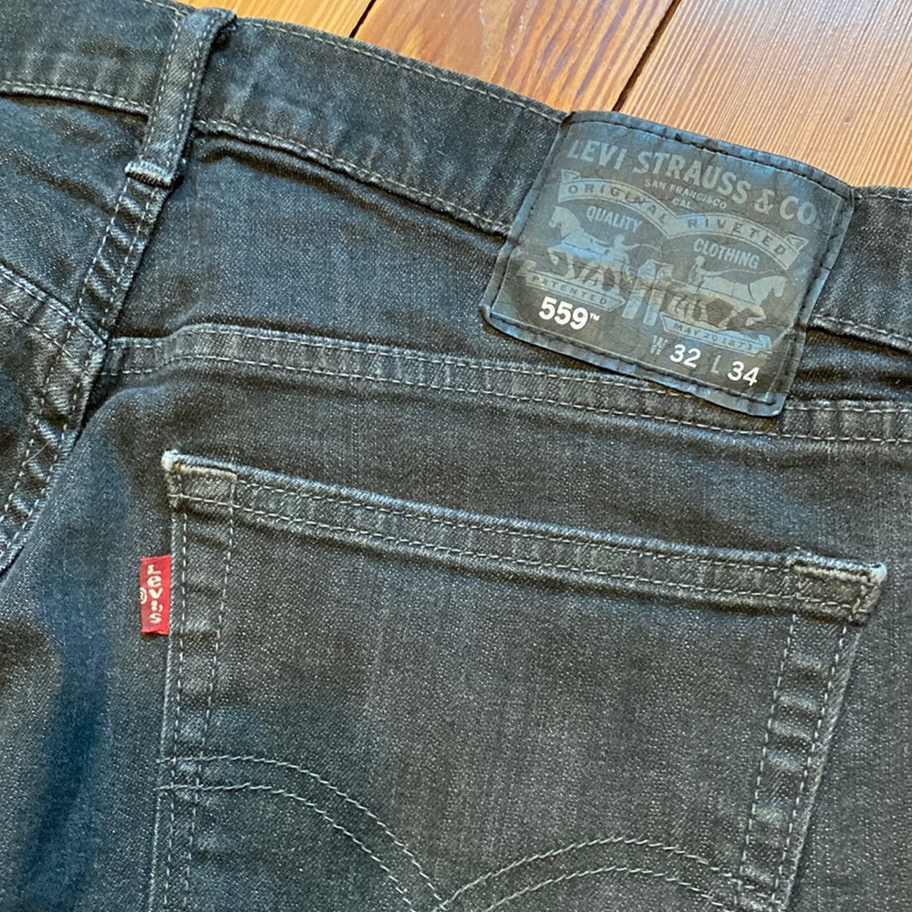Men's Levi's gray black washed vintage denim jeans